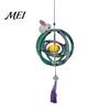 Chinese Style Lantern Kit DIY for Mid-Autumn Festival, Hollow Wooden Rotating Ring Hanging Ornament with Rabbit, Handmade LED Candle Toy Tassels