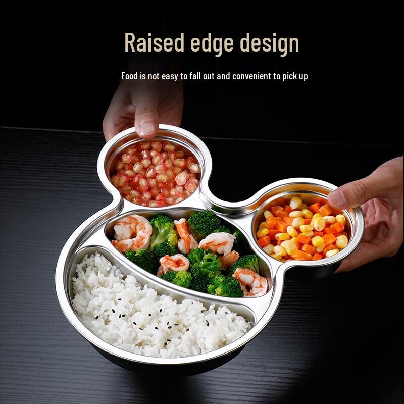 Mickey Mouse 304 Stainless Steel 4-Compartment Kids Lunch Plate