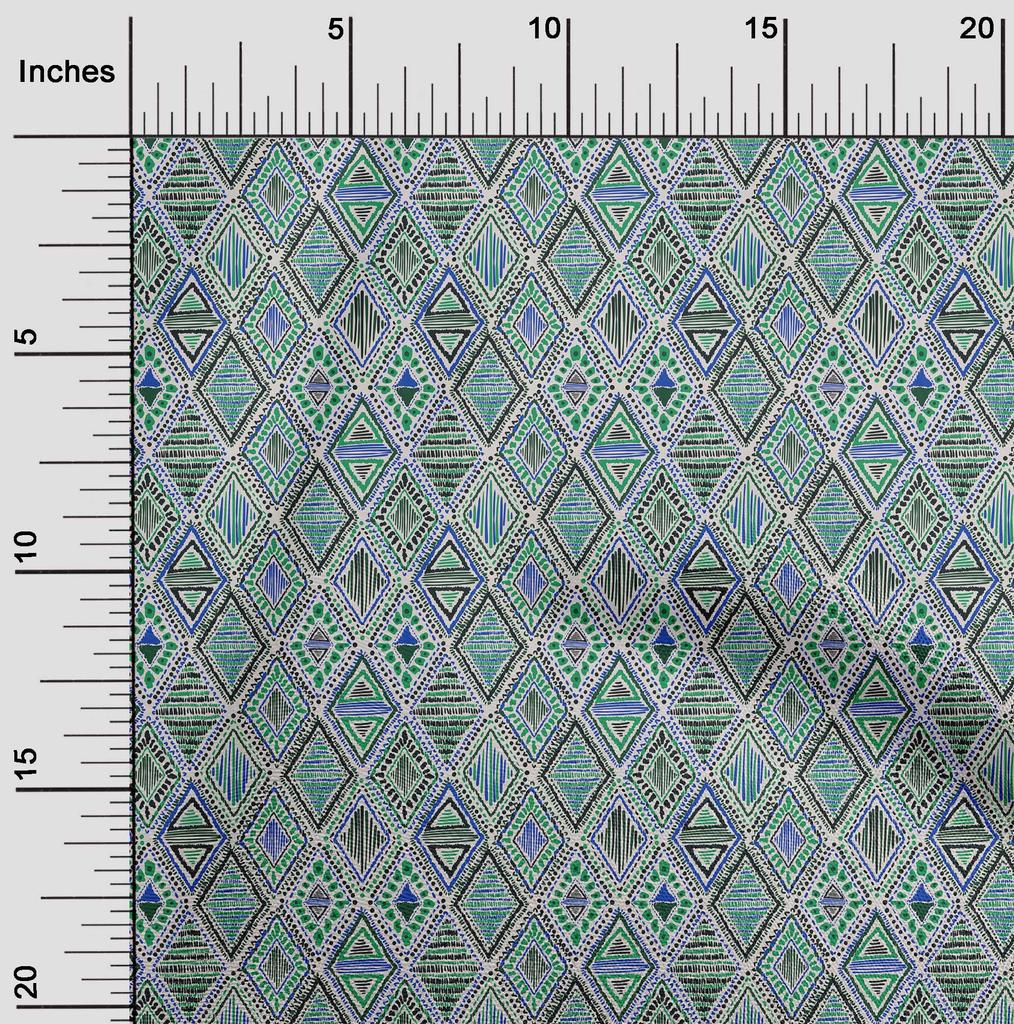 oneOone Cotton Flex Green Fabric Tribal Quilting Supplies Print Sewing Fabric by The Yard 40 Inch