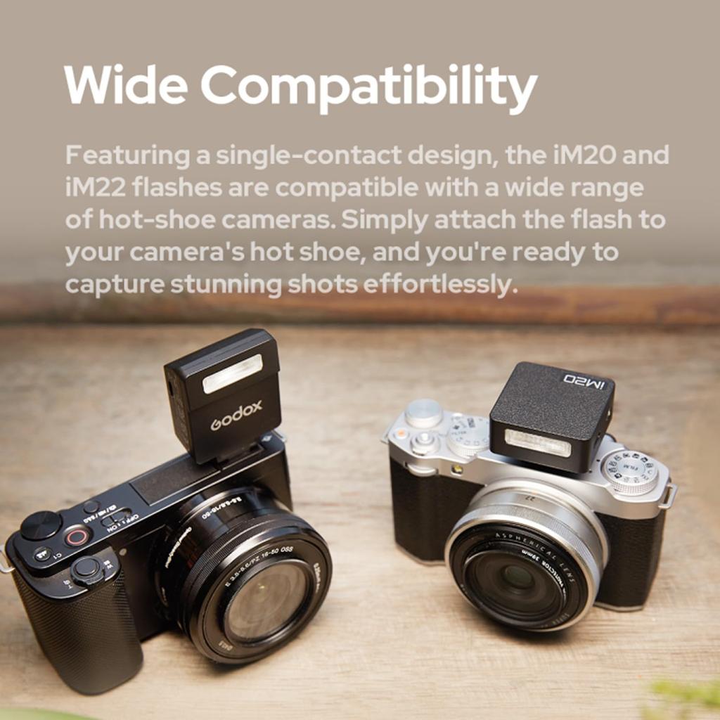Мини-вспышка Godox iM20 Speedlight для Panasonic Olympus, время перезарядки 3 секунды, примерно 440 мАч, мини-вспышка для Sony ZV1 и других зеркальных фотокамер, литиевая