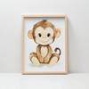 Plakat Uśmiechnięta Małpka Na Białym Tle Plakat Uśmiechnięta Małpka Na Białym Tle, 30X40 Cm, Rama Drewniana Ciemny Brąz, Papier Matowy 230 Gsm