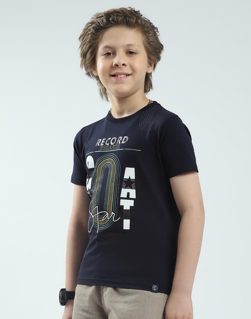 Monte Carlo Boys Printed Round Neck T-Shirt Navy Blue 5-6 YR