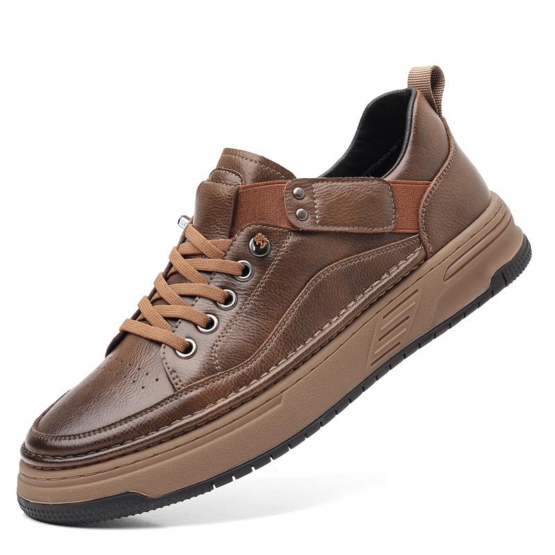 Tooling Board Shoes Men's Shoes 2024 Autumn and Winter New Fashion Casual Leather Surface Low-top British Retro Leather Shoes