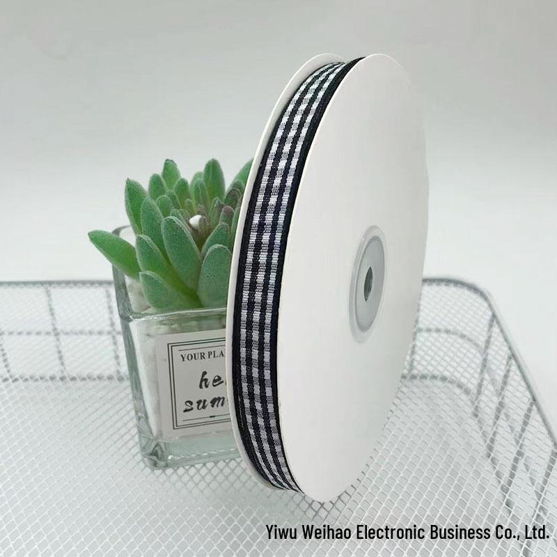 1cm Wide Plaid Ribbon for Cake Packaging, Flower Bouquets, and Christmas Decorations