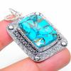 Copper Blue Turquoise 925 Sterling Silver Jewelry Pendant 1.97" R8i01