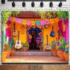 Двумерный Яркий Мексиканский Домашний Фон Фон для Фотосъемки Вечеринки в Стиле Фиеста