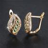 Cute Female Olive Green Crystal Zircon Stone Hoop Earrings Dainty Gold Color Wedding Bridal Jewelry For Women