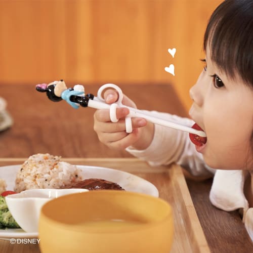 EDISONmama Edison Chopsticks I, 16cm, for ages 2-preschool, Right-Handed, Disney Mickey Mouse with Ring, 3D Design