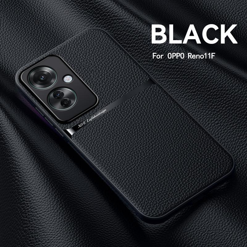 Reno11F 5G Case Car Magnetic Holder Leather Back Cover For OPPO Reno 11F 11 F Reno11 F 5G CPH2603 Soft Silicone Shockproof Coque