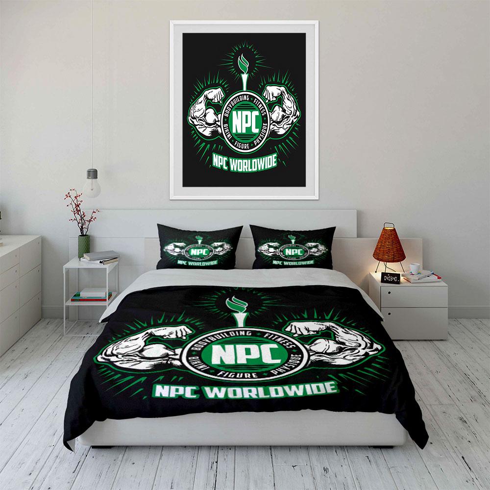 NPC Bodybuilding Design Bedding Duvet Cover Set Duvet Cover Pillowcases (1*Duvet Cover 2*Pillowcases, without duvet insert)