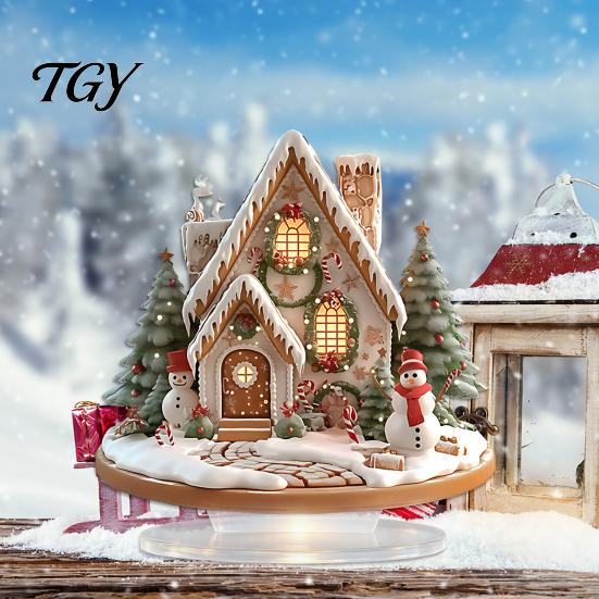 Festive Seasonal Tabletop Art Acrylic Christmas Table Decor, Gingerbread House Tree Ornaments, Desktop Ornaments for Home Waterproof Holiday