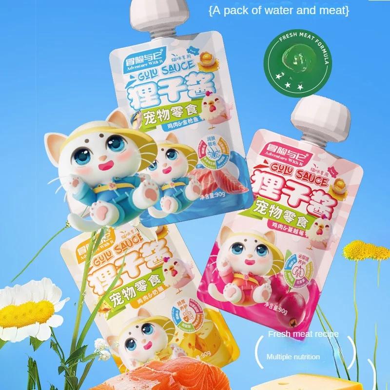 90 г влажный корм для кошек с курицей и тунцом питание для откорма влажный корм для кошек закуски для домашних животных полоски для кошек жидкие закуски для кошек влажный корм для молодых кошек