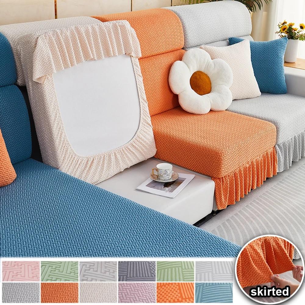 Жаккардовый чехол для подушки на сиденье дивана, эластичный регулируемый чехол с юбкой, чехол для дивана, чехол для дивана, защита для мебели для домашних животных и детей