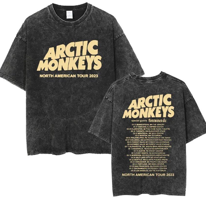 Couple Vintage Washed Oversized Short Sleeve T Shirt Y2k Hip Hop Streetwear Retro Rock Arctic Monkeys Music Album Graphic Tees