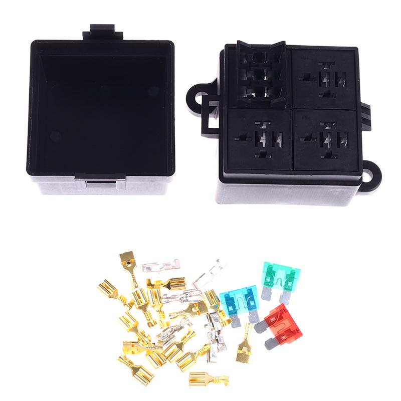 Бесплатная комбинация автомобильный грузовик 4-контактный держатель предохранителя + 4-контактный держатель реле 12 В 24 В