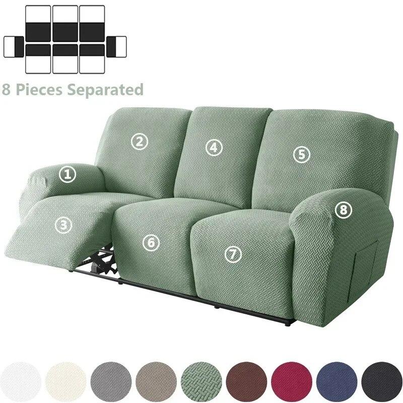 1/2/3 Seater Jacquard Recliner Sofa Cover Stretch Solid Color Armchair Covers Living Room Lazy Boy Couch Slipcovers Funda Sofa