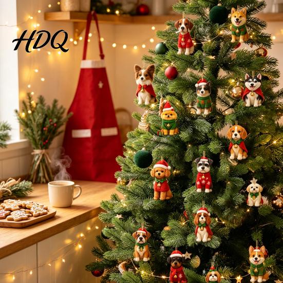 24-дневный Адвент-календарь "Сюрприз для собаки" 2D Акриловые ornaments с породами Собаки 24-дневный Рождественский календарь обратного отсчета для любителей с подвесками-щенками Домашний Праздник