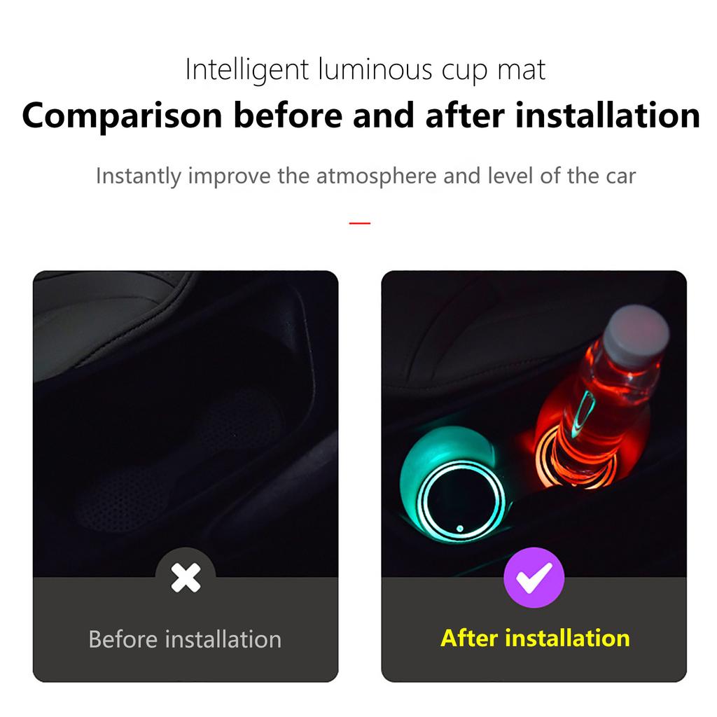 Светодиодный автомобильный подстаканник, атмосферный светильник, 7-цветная USB-зарядка, водонепроницаемая подставка