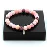 Stones and Minerals. Pink Opal + Lepidolite 8 Mm Pearl Bracelet. Made In France.