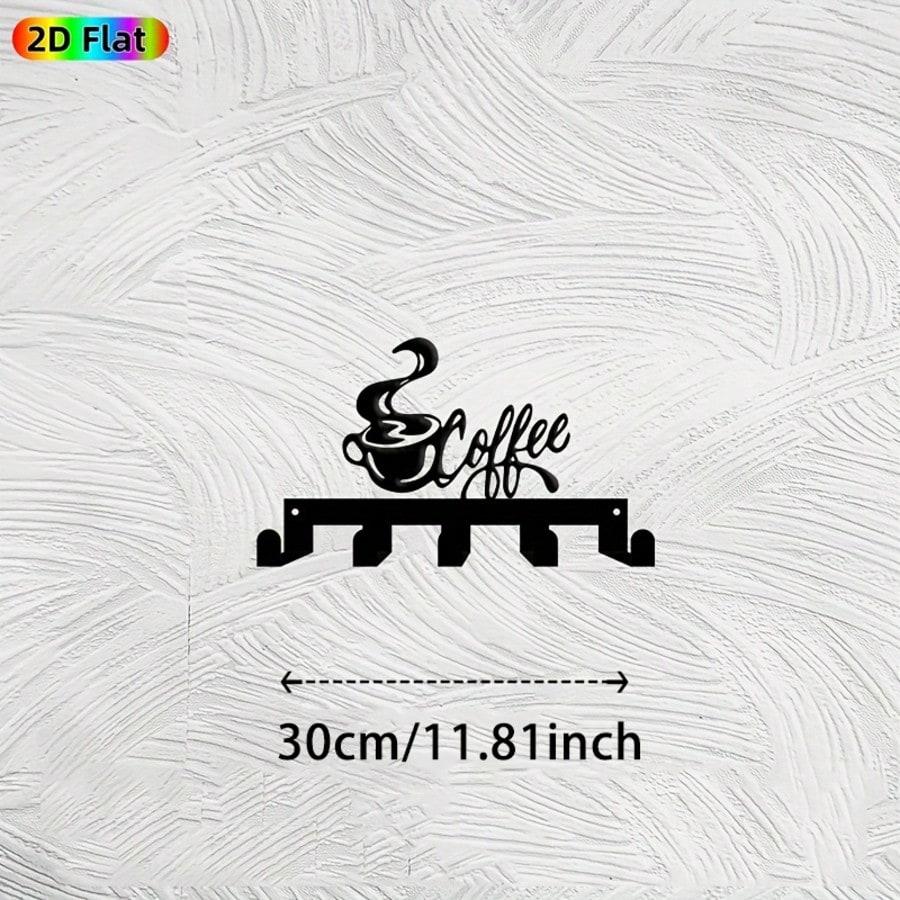 Винтажный держатель для ключей с кофе Металлическое настенное искусство 5 крючков Деревенский декор для дома и офиса