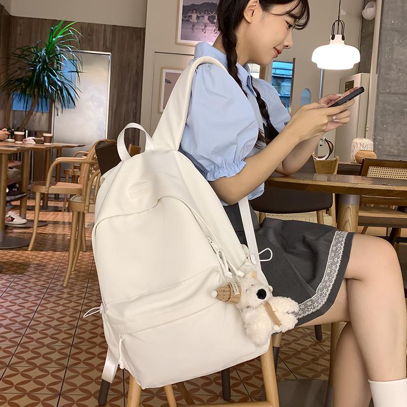 Студенческая школьная сумка однотонный кампусный рюкзак женский большой емкости рюкзак