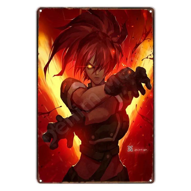 Аниме The King Of Fighters Винтажная Металлическая Табличка, Постер Настенного Искусства, Файтинги, Ретро Табличка для Бара, Клуба, Мужской Пещеры, Домашний Декор Стен