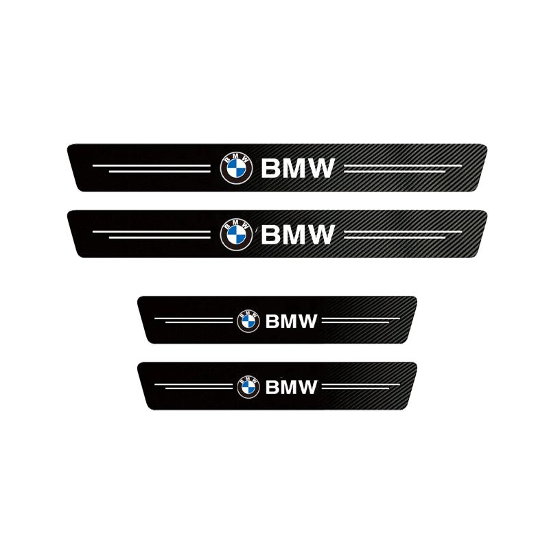 DJSA5 1/4/5Pcs Car Door Sill Scuff Plate Decor Carbon Fiber Stickers For BMW E39 E92 X3 X6 F30 E36 E87 50th F40 F10 E90 M E46 E60 E70