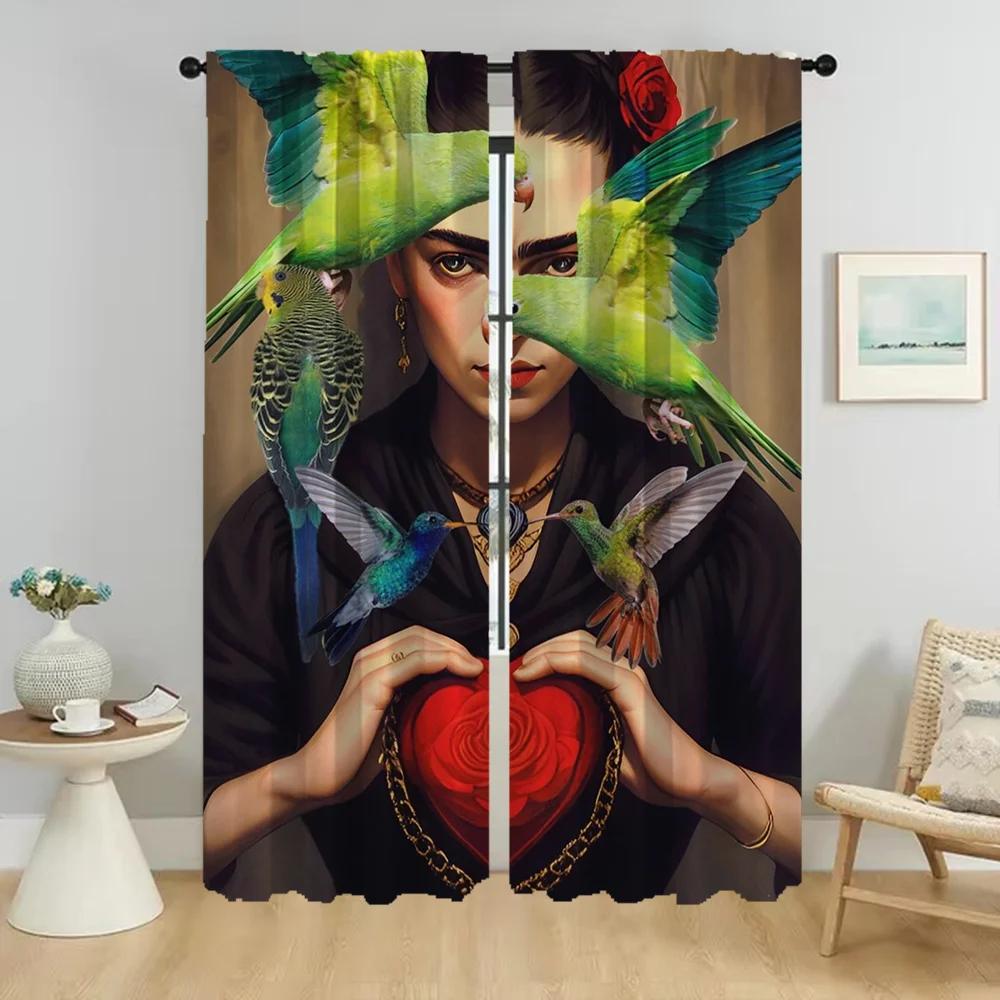 Fridas Curtains Child Room Curtains for Bedroom Blackout Curtain for Room 2 Panel Shades Halloween Decoration Partition Living