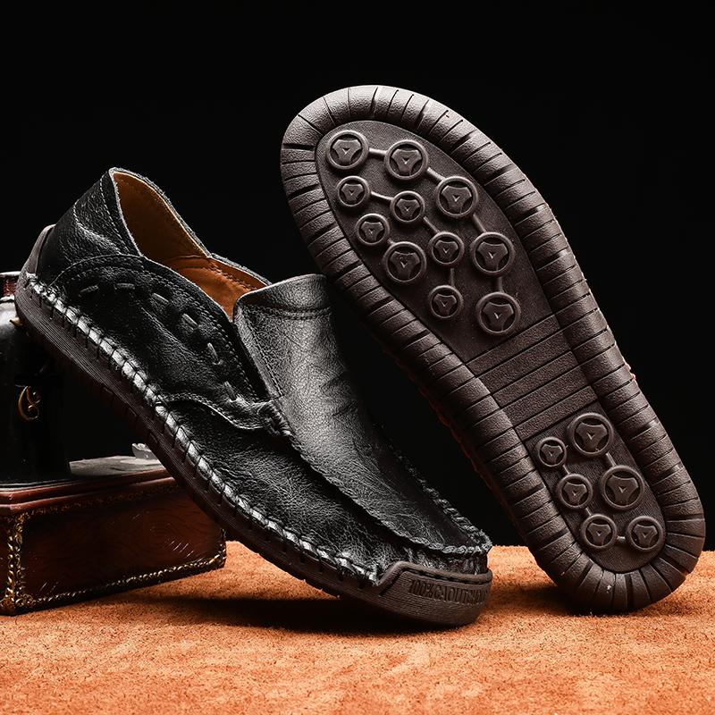 Plus Size Men Loafers Split Leather Shoes Men Casual Shoes Comfortable Quality Men Flats Moccasins Men Shoes