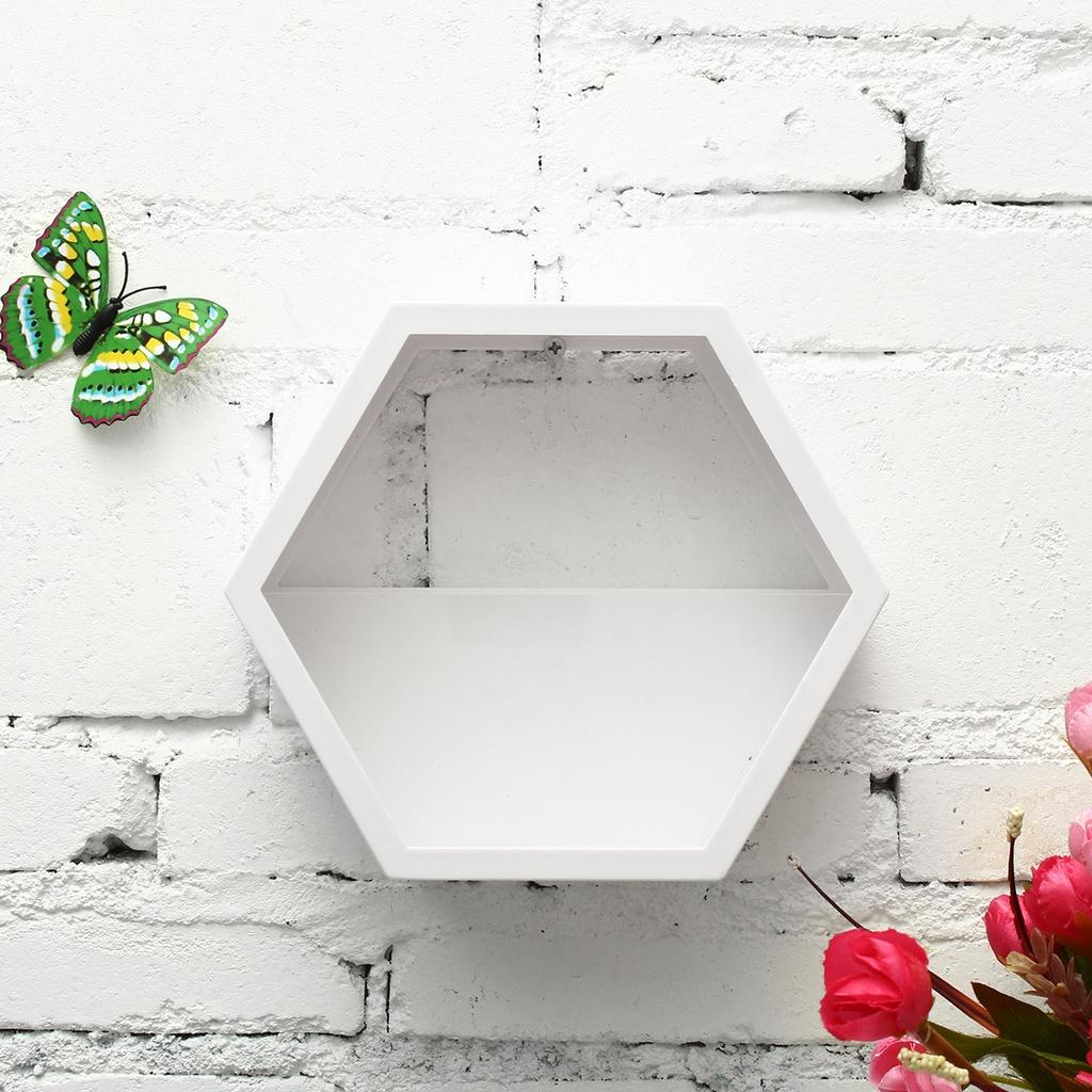 Скандинавский стиль Деревянный декор Настенный шестиугольный каркас Цветы Книги Игрушки Горшок Полка-держатель для хранения Дисплей для фигурок Полки для поделок