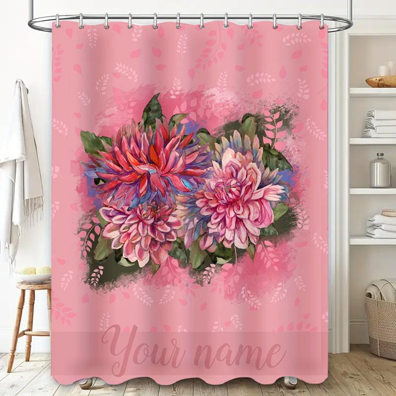 Personalized Custom Name Waterproof Shower Curtain Floral Design Bathroom Decor Modern Water-Proof Fabrics 3D Printing High Qual