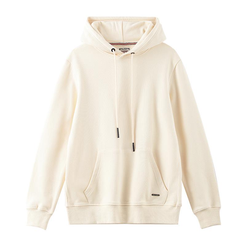 Ivory Beige White Old Classic Style Hooded Pullover Leisure Athletic Japanese Simple Men and Women Sweatshirts
