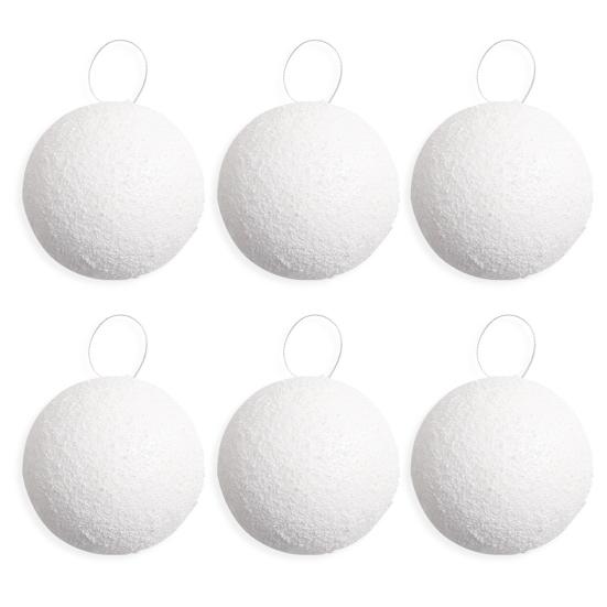 6Pcs 4/6/8CM Christmas Snow Ball White Foam Reusable Wedding Holiday Decoration Xmas Tree Hanging Ball Ornament Pendant
