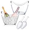 4L Clear Ice Bucket Ice Shovel Plastic Tub for Wine Champagne Cocktail Bar Portable Outdoor Fruit Storage Basket for Parties