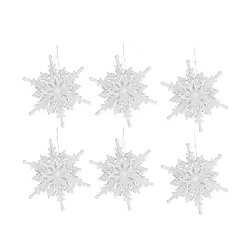 12cm Big Christmas Ice White 3D Snowflake Plastic Glitter Xmas Hanging Pendant for Home Party Wedding Tree Decoration Hot