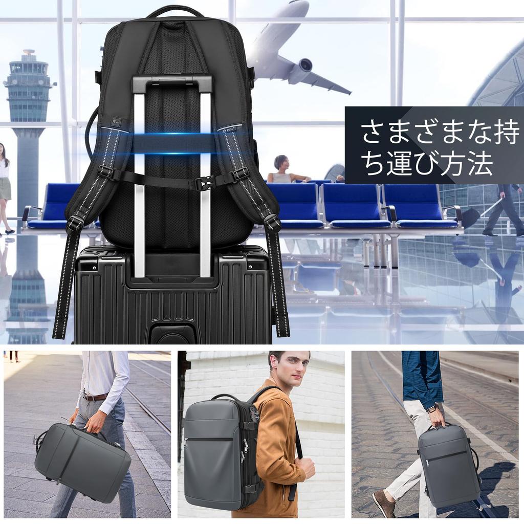 60 л Расширяемый вакуумно-герметичный компрессионный дорожный рюкзак, подходит для ноутбуков до 17,3 дюймов, водонепроницаемый, с замком TSA, ручная кладь, включает вакуумный насос, серый