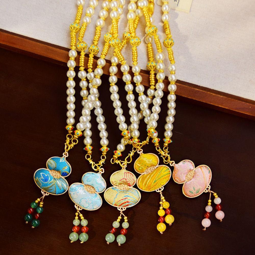 Tassels Chinese Style Necklace Beads Embroidered Pendant Necklace Cheongsam Accessories