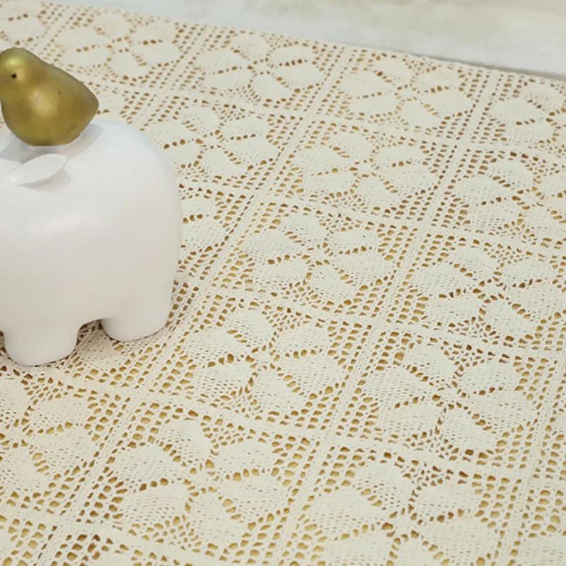 Белая скатерть Гардения, выдалбленная вязаная большая скатерть, кружевная хлопковая конопляная круглая скатерть для стола, фоновая декоративная ткань