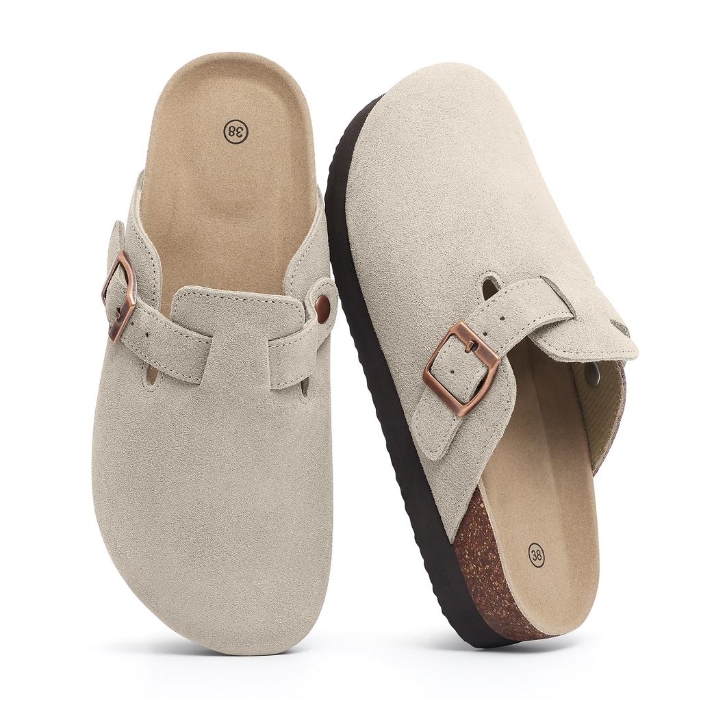 Модные шлепанцы Fashion Smile Pop для мужчин, кожаные мюли с пробковыми стельками, слипоны, замшевая обувь с регулируемым пяточным ремешком