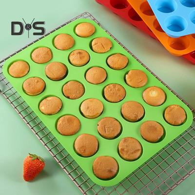 Силиконовая форма для торта на 24 чашки, антипригарная мини-форма для вафель, формы для кексов, легко очищаемая форма для тарталеток для пекарей