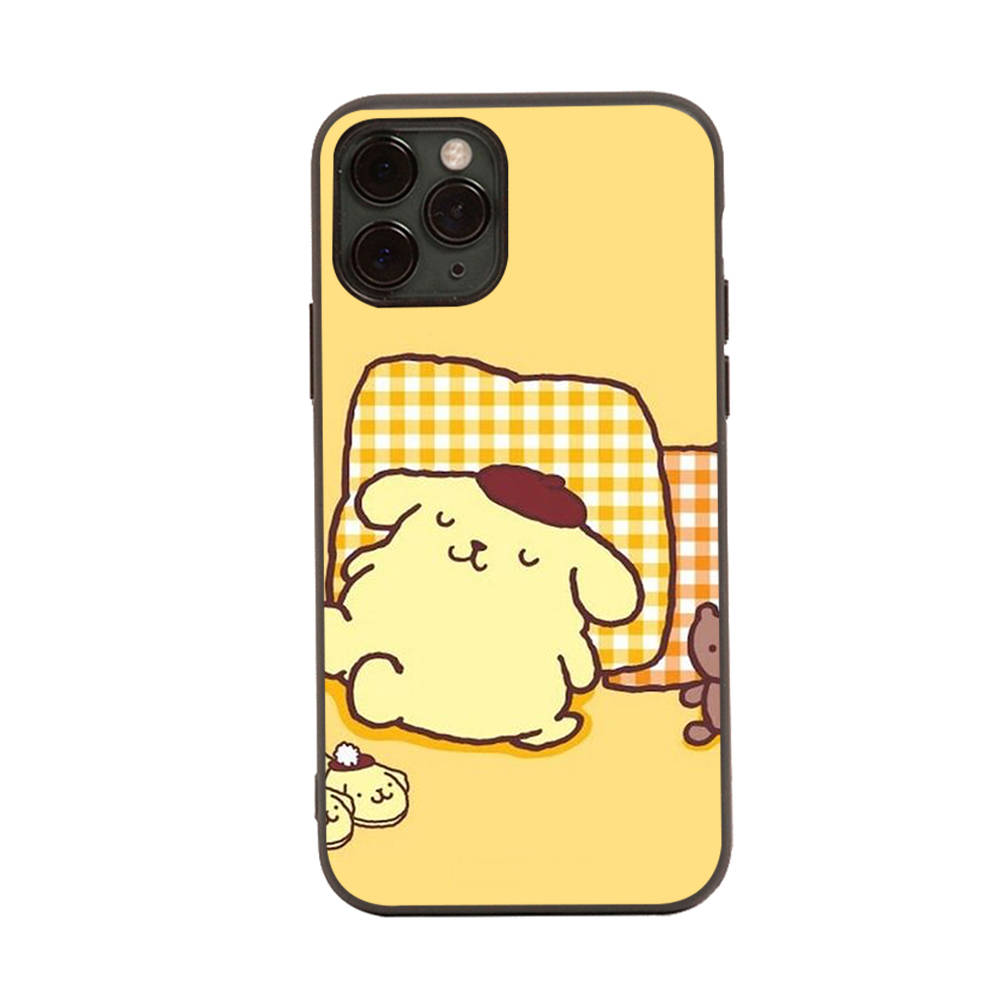 HK27 Мультяшный черный чехол Pompom Purin для iPhone 16 15 Plus 14 13 Pro 8 SE XR XS Max P30 Nova 5T Y5P Y6 Y7 Y8P Y9 Realme C30 C33 C31 VIVO Y36 V27