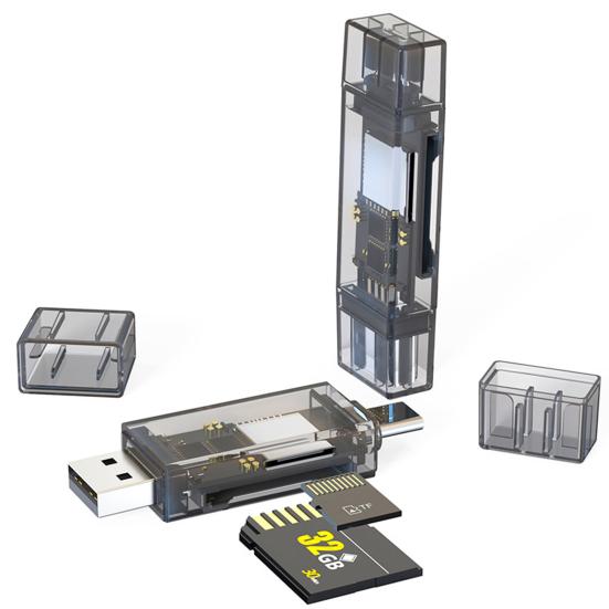 USB 3.0 Type-C 2-в-1 Картридер Высокоскоростная передача данных Plug And Play OTG-подключение Адаптер для SD-карты