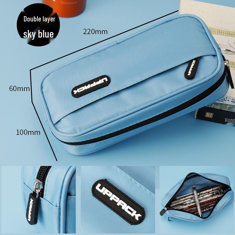 Минималистичный двухслойный пенал большой вместимости для учеников начальной школы - Дизайн, вдохновленный интернет-знаменитостями