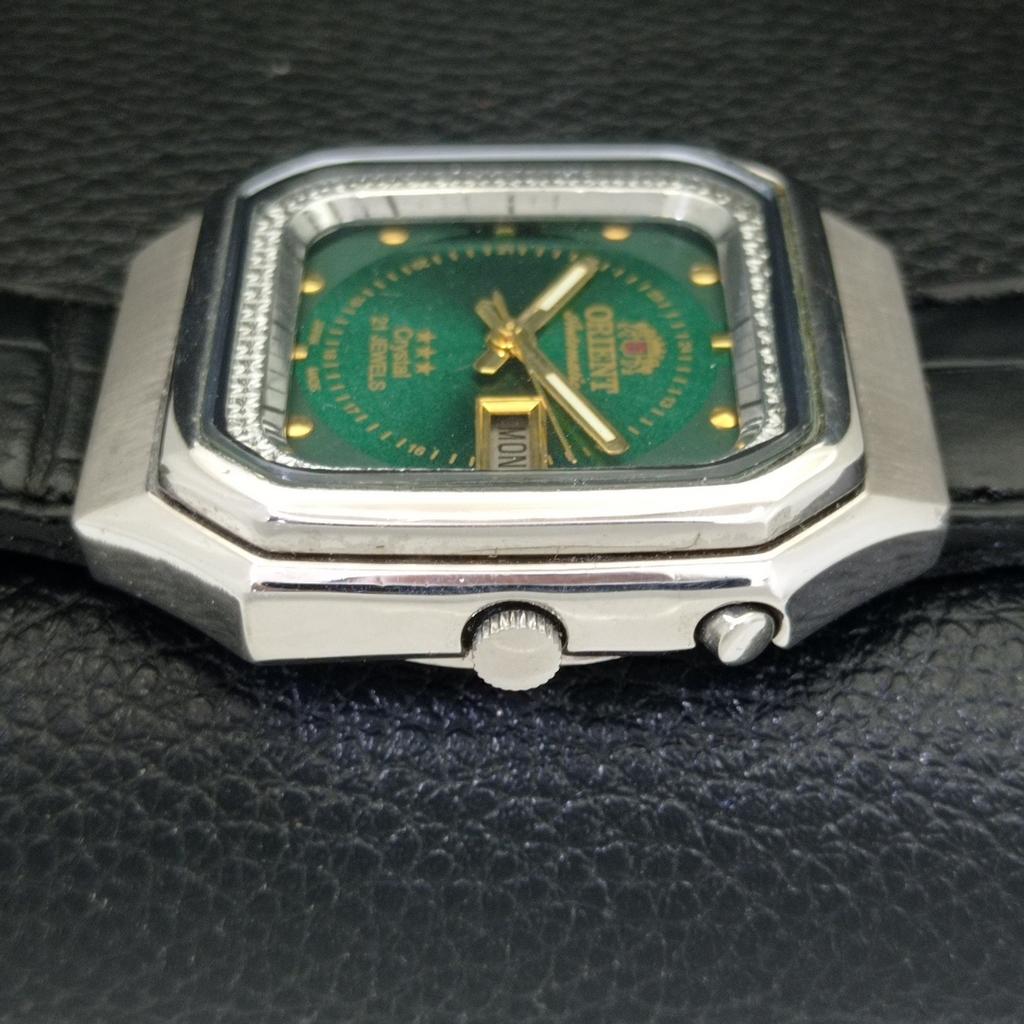 Б/у ЯПОНИЯ ORIENT AUTOMATIC 46941 МУЖСКИЕ ЧАСЫ С ЦИФЕРБЛАТОМ ЗЕЛЕНОГО ЦВЕТА DAY&DATE a432873-2 R113-a432873