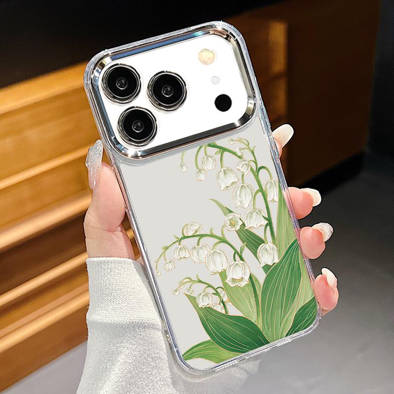 Чехол с сине-фиолетовым цветочным узором для iPhone 17 Pro Max, покрытие рамки камеры, прозрачная мягкая крышка для iPhone 16 15 14 13 Pro Max 11 16E 17E