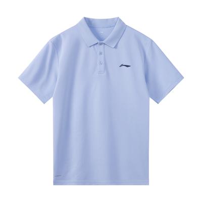 Li Ning Модная Повседневная Дышащая Рубашка-Поло с Коротким Рукавом Мужские Топы Небесно-Голубой APLW511-5