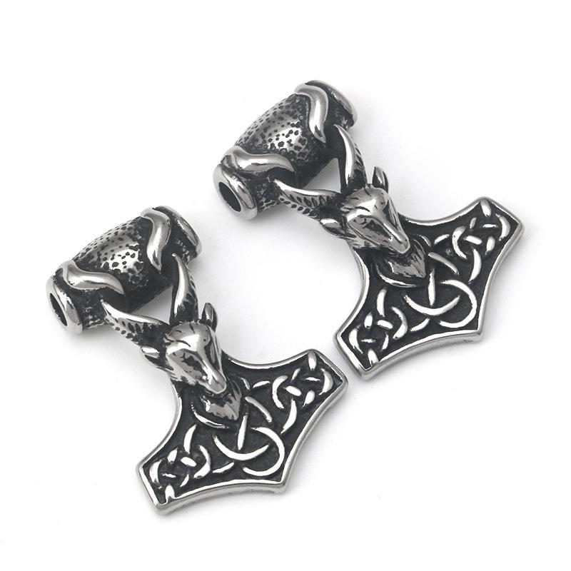 Ретро Кулон-подвеска из нержавеющей стали в виде головы барана и молота Тора