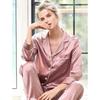 Korean Ins Style Simulated Silk Pajamas for Women Two Piece Set Housewear Spring Autumn Fashion Casual Sleepwear