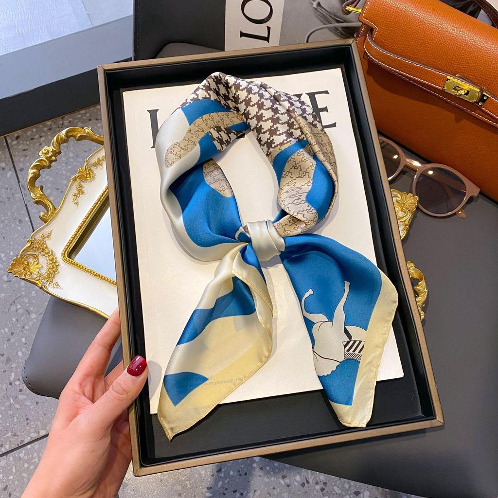 70cm Korean-Style Silk Square Scarf: Fashionable, Versatile Neck Protection and Decorative Accessory