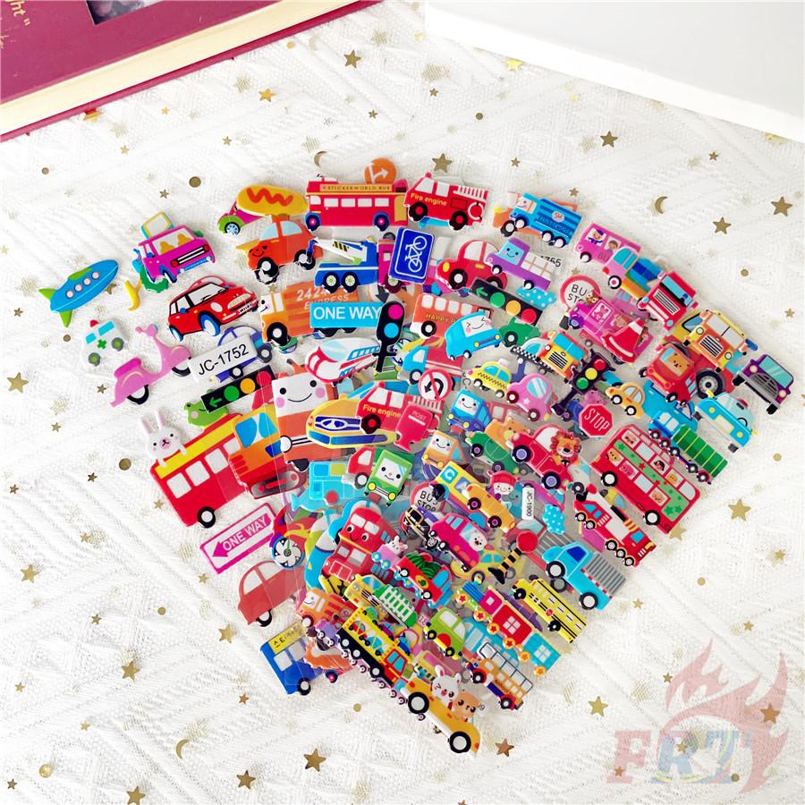 8Sheets/set Cartoon Vehicles Rewards Sticker Puffy Bubble Toys Stickers